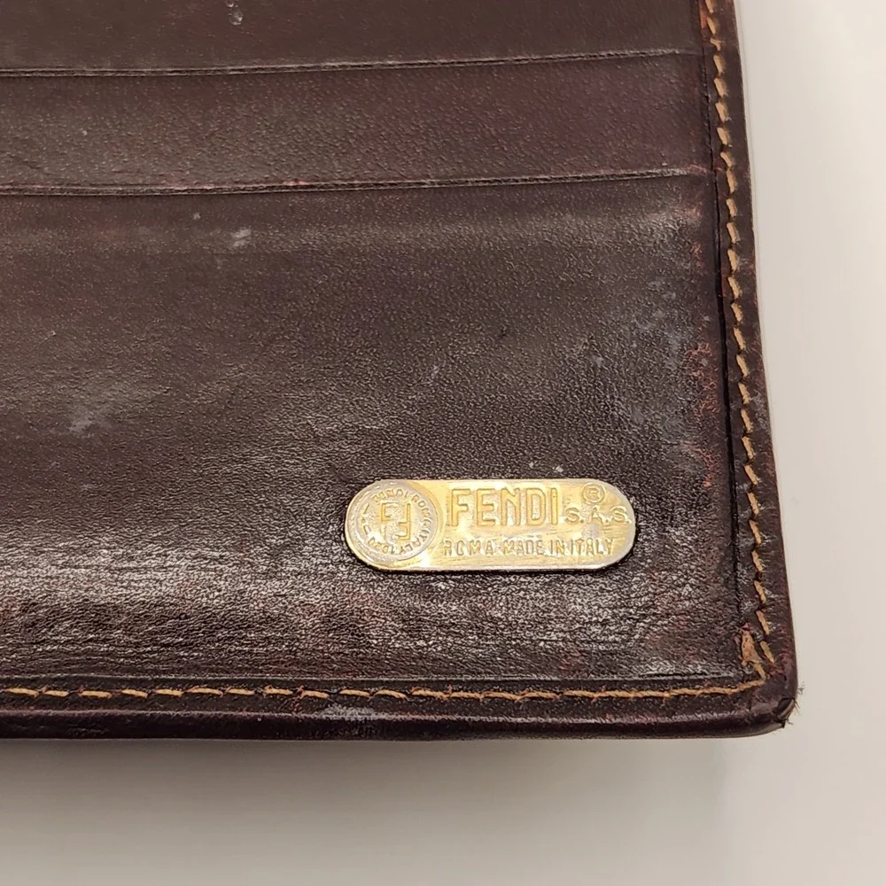 Authentic FENDI Zucca FF Monogram Long Trifold Wallet Brown Tobacco Vintage Rare